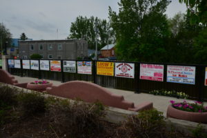 Sponsor signs along the bridge