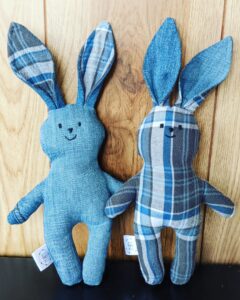 Blue stuffed bunnies