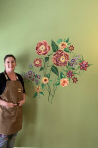 Woman with flower wall mural
