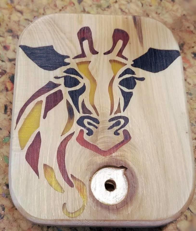 Giraffe painting on wood