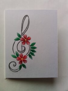 Hand stitched card with musical note