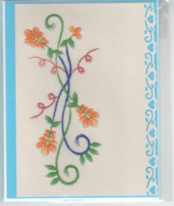 Hand stitched card with flowers