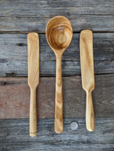 Wooden spoon and knives