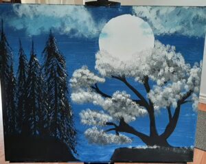 Painting of tree and moon