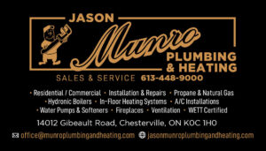 Jason Munro Plumbing and Heating business card