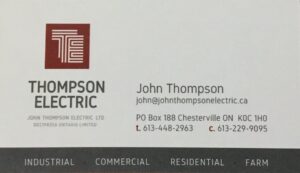 Thompson Electric business card