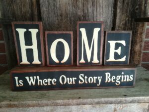 Home where our story begins wooden sign