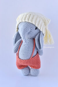 Crocheted bunny with hat