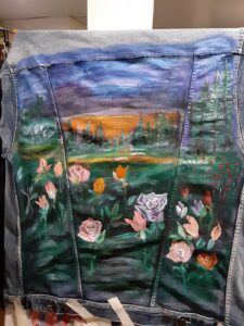 Painted denim vest