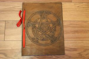Leather sketch book with pentagram symbol