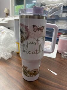"Just Breathe" mug