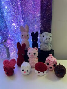Assortment of crocheted animals